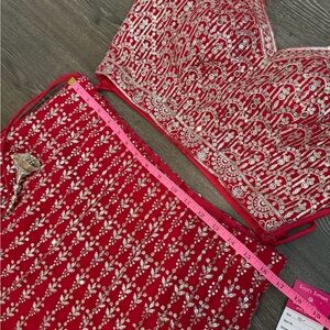 Red Embroidered Two-Piece Set